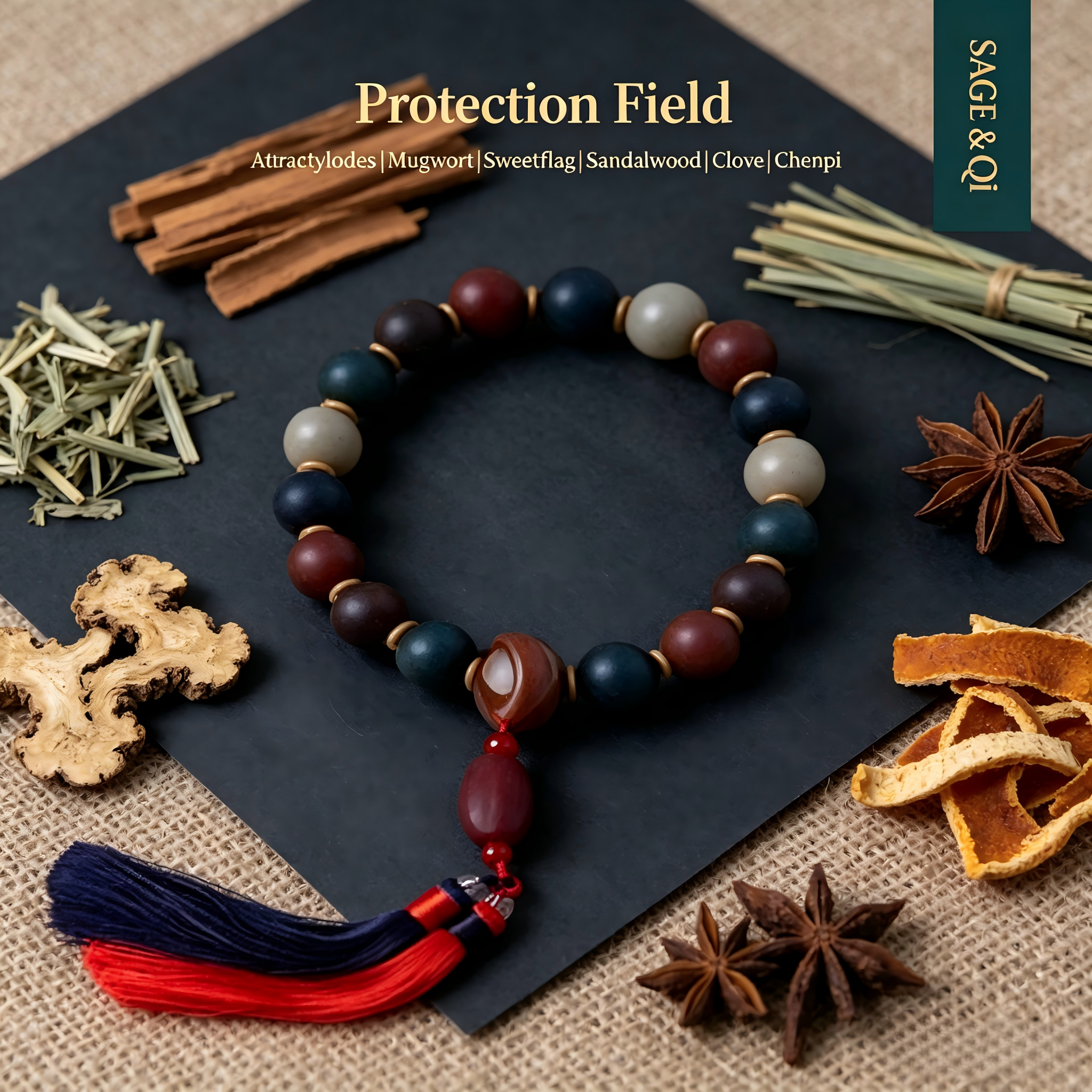 Five Elements Sacred Aura Bracelet – Protection Field Herbal Aroma Bead Bracele
